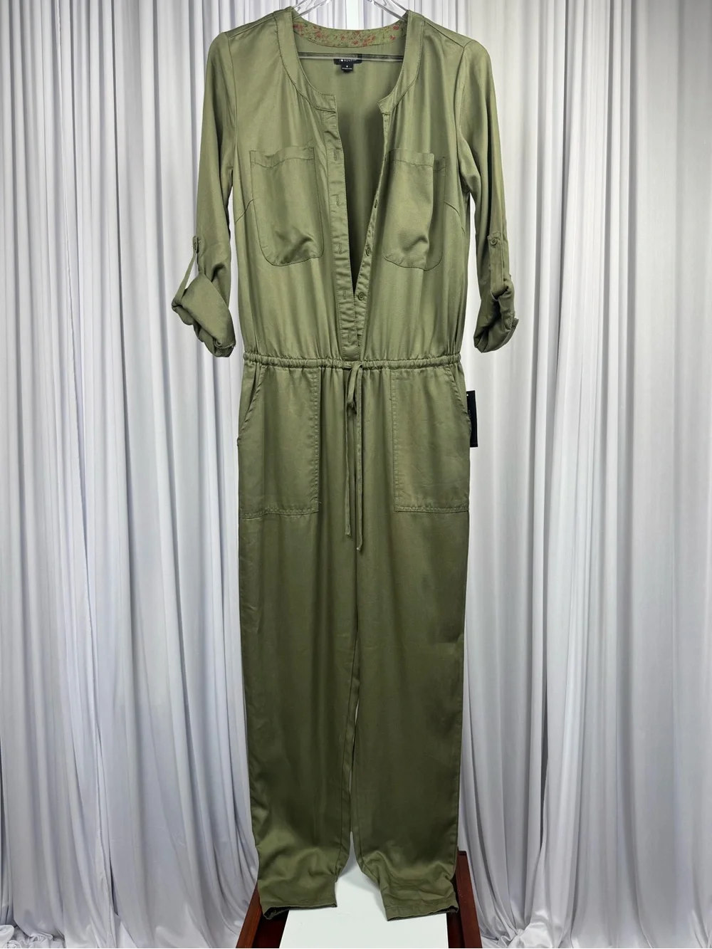 I Heart Ronson Women's Olive Green Utility Jumpsuit Size Small NWT